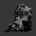 Detailed Ancient Tree Stump with Natural Holes and Textured Grayish Brown Surface