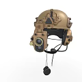 Tactical Military Helmet With Night Vision Device And Communication Headset 3d model