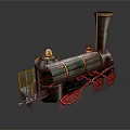 Vintage Model Train Design With Green Body Black Smoke Stack Red Wheels And Gold Accents