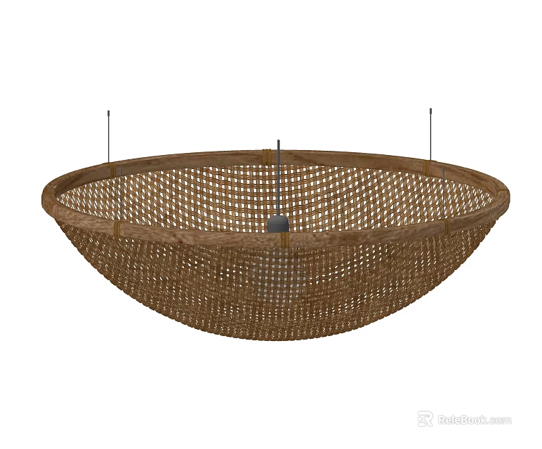 Woven Rattan Circular Pendant Light Minimalist Design for Modern Home Interiors 3d model 
