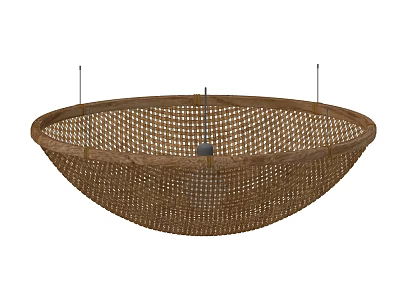 Woven Rattan Circular Pendant Light Minimalist Design for Modern Home Interiors 3d model