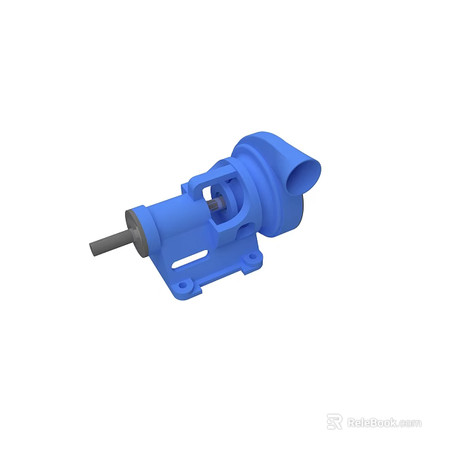 Blue Mechanical Equipment Industrial Pump With Shaft Housing And Base Structure 3d model 