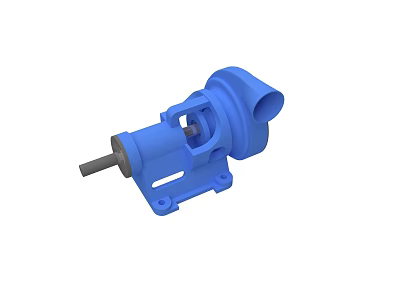 Blue Mechanical Equipment Industrial Pump With Shaft Housing And Base Structure 3d model