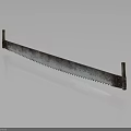 Rusty Metal Saw Blade With Long Serrated Edges And End Mounts