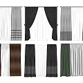 Different Curtain Designs Including Striped Solid and Sheer Layers for Home Interiors 3d model