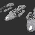 Three Futuristic Warships Sci Fi 3D Models With Detailed Structures And Components