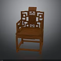 Classic Traditional Chinese Wooden Chair With Intricate Carved Backrest And Armrests