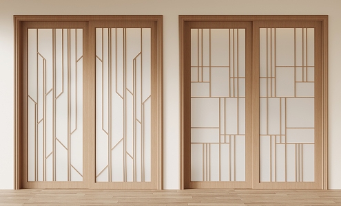 Japanese-style sliding door 3d model