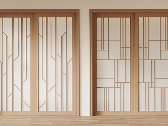 Japanese-style sliding door 3d model