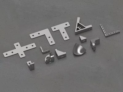 Metal Hardware Fittings With Various Shapes Brackets And Connectors For Industrial Use 3d model