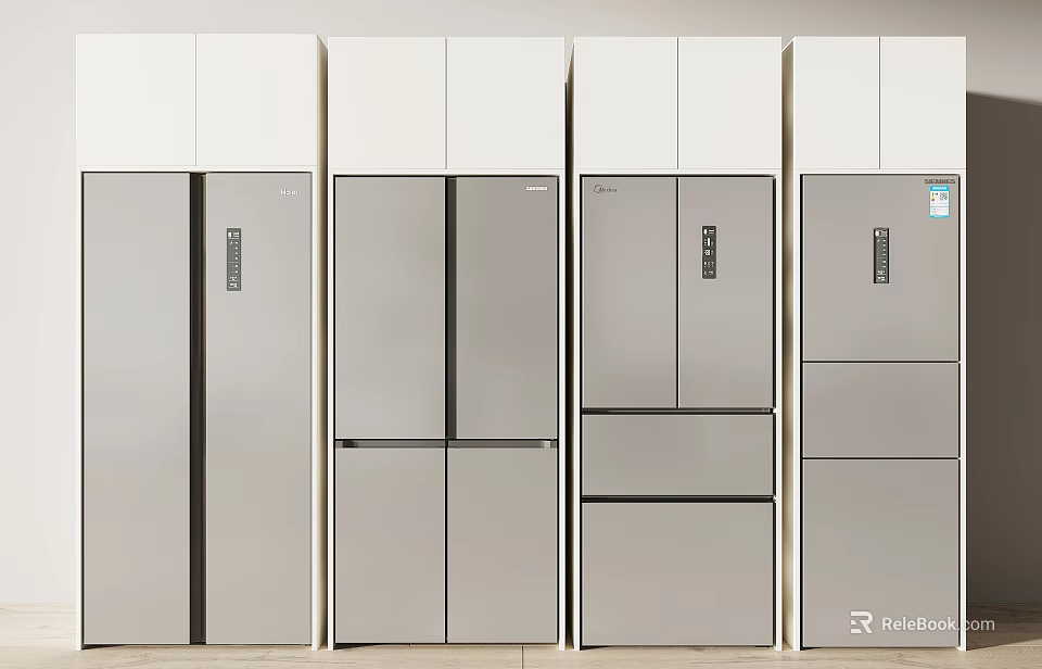 Modern Refrigerators And Freezers With Multiple Styles And Stainless Steel Finish 3d model 