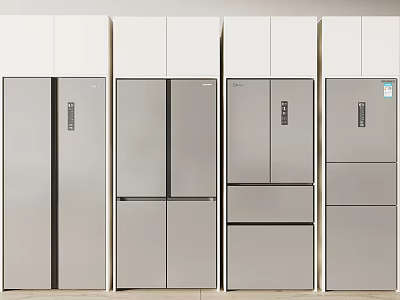 Modern Refrigerators And Freezers With Multiple Styles And Stainless Steel Finish 3d model