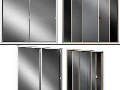 Modern Sliding Doors With Silver Frame And Glass Panels For Home Interior Design 3d model
