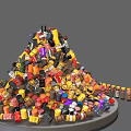 Colorful Industrial Barrels Stacked in Pyramid Shape With Yellow Drums