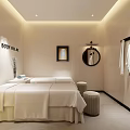 Modern Elegant Beauty Hair Salon Interior Design With White Sofa Chairs Ottoman And Palm Plants