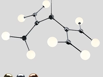Modern Geometric Chandelier With Multiple Spherical Bulbs Black Metal Frame And Color Options 3d model