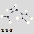 Modern Geometric Chandelier With Multiple Spherical Bulbs Black Metal Frame And Color Options