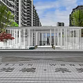 Modern White Pergola With Perforated Design And Green Urban Park Setting