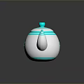 Simple Modern White Teapot With Turquoise Stripes And Paw Print Design For Daily Use