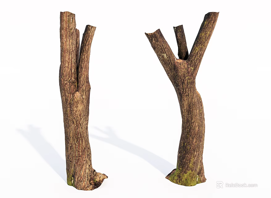 Natural Wooden Tree Stumps Featuring Stone Like Texture And Bark Patterns 3d model 