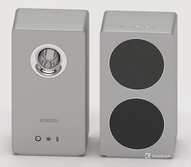 Xiaomi Silver Speakers With Knob Buttons And Dual Black Speakers Design 3d model 