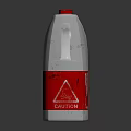Household Cleaning Product Silver Plastic Container With Red Cap And Caution Label