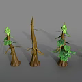 3D Model Collection of Green Pine Trees and Brown Tree Trunks 3d model