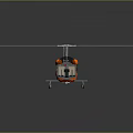 Orange Body Helicopter 3D Model With Yellow Frame And Gray Rotors