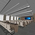 Modern Conference Room Interior With Spacious Layout Arranged Chairs And Large Screen 3d model