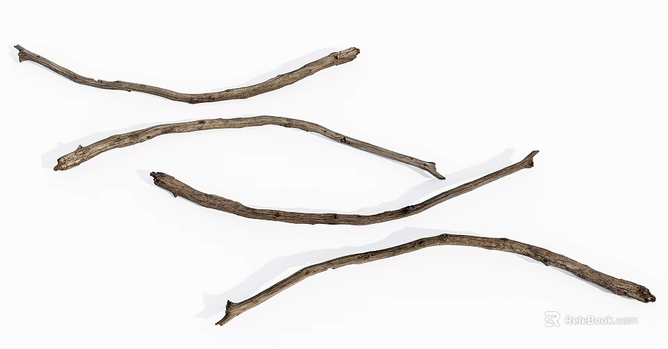 Natural Dry Wooden Branches for Rustic Home Decor Craft Projects 3d model 