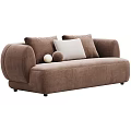 Modern Minimalist Double Sofa in Brown and Beige with Decorative Pillows