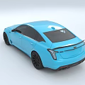 Blue Sporty Sedan With Modern Exterior Design And Black Alloy Wheels