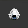 White And Blue Humanoid Robot Game Movie Character Featuring Digital Screen Face And Interactive