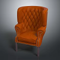 Orange Diamond Tufted Leather Accent Chair With High Back Armrests Nailhead Trim And Wooden Legs