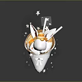 Magical Rabbit Character With Unicorn Horn And Starry Ice Cream Cone