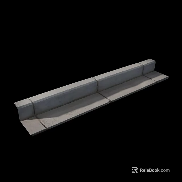 Durable Concrete Segmented Roadside Curb Stones for Urban Road Infrastructure 3d model 