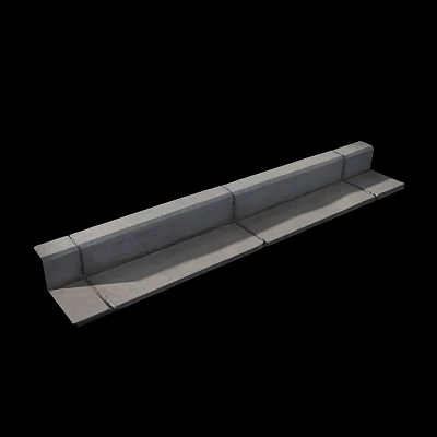 Durable Concrete Segmented Roadside Curb Stones for Urban Road Infrastructure 3d model