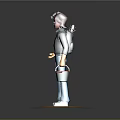 Game Movie Character With Red Hair Sunglasses Blue Jacket Yellow Gloves Backpack And Red Bucket