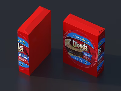Two Red Lloyds Beef Elite Food Packaging Boxes Display Set 3d model