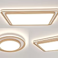 Modern Simple Ceiling Light With Wooden Frame Square Round Design For Home Interior 3d model