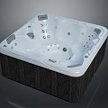 Square Shaped Hot Tub With Control Panel Jets And Dark Exterior Design 3d model