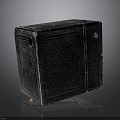 Vintage Black Leather Box With Textured Surface And Metal Hardware Details