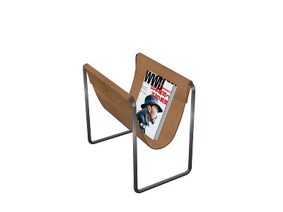 Modern Wooden Bookcase With Metal Frame And Open Magazine Storage Design 3d model