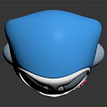 Cute Blue Cartoon Game Character With Big Eyes Pink Cheeks And Sharp Teeth