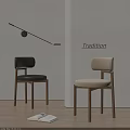 Traditional Dining Chairs With Black Leather And Beige Fabric Seats And Wooden Legs