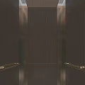 Elegant Modern Elevator Interior With Wooden Panels Gold Accents And Lighting