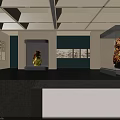 Cultural Center Exhibition Hall With Sculptures And Display Cases