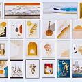 Diverse Decorative Wall Art Paintings Featuring Geometric Natural And Scenic Designs