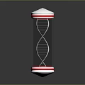Transparent Cylindrical Lab Equipment Featuring DNA Double Helix and Red White Rings