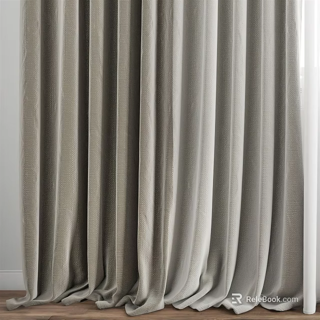 Light Gray Fabric Curtains with Modern Elegant Drape for Window Treatment 3d model 